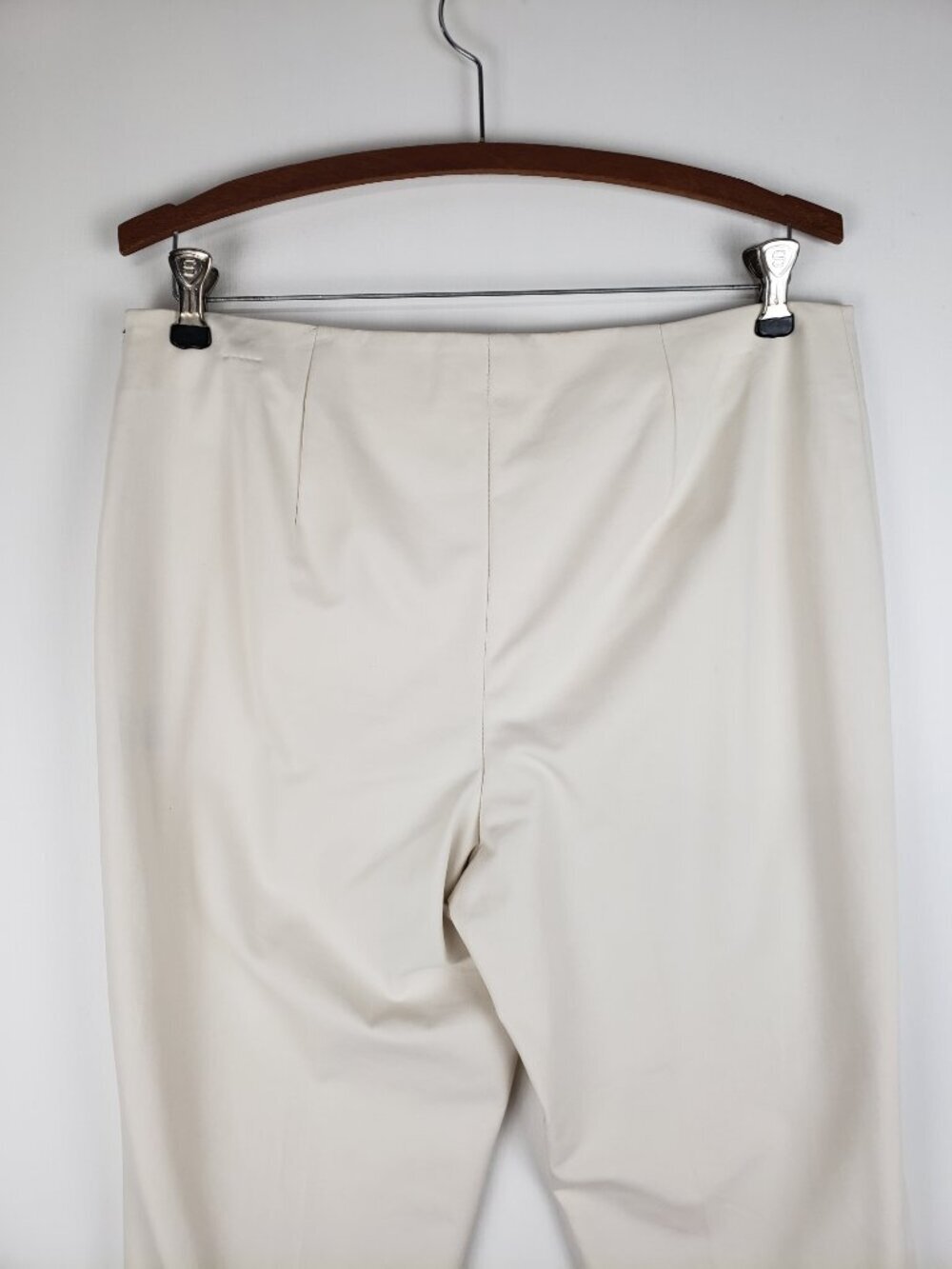 Lafayette 148 New York Stanton Slim Leg Ankle Pant Ivory Khaki Stretch Womens 10 - Picture 4 of 10